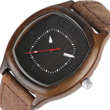 Unique Leather Handmade Watch Men Bamboo Wood Watches Fashion Quadrangle Design Vintage Man's Wristwatches Clock Hours Analog
