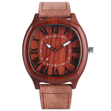 Unique Leather Handmade Watch Men Bamboo Wood Watches Fashion Quadrangle Design Vintage Man's Wristwatches Clock Hours Analog