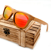 Vintage Bamboo Wooden Sunglasses Handmade Polarized Mirror Coating Lenses in Wood Box