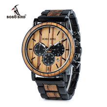 Wooden Mens Watches Top Brand Luxury Stylish Watch Wood & Stainless Steel Chronograph Military Quartz Watch