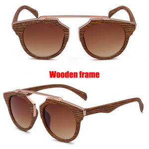 LeonLion 2017 Retro Wood Grain Sunglasses Men Brand Designer Classic Bamboo Sun Glasses Men/Women Driver Metal Oculos De Sol