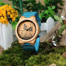 Bamboo Watch Men Special Design Lifelike UV Print Dial Face Wooden Wrist Watch Ideal Gift