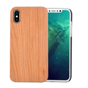 100% Original Real Wood Case For iPhone X 8 7 6 6s Plus 5 5s SE Fundas Genuine Natural Wooden + Hard PC Back Cover Phone Cases