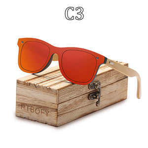 RTBOFY Wood Sunglasses for Women & Men Bamboo Frame Glasses Handmade Wooden Eyeglasses Unisex Shades with Free Bamboo Gift Case
