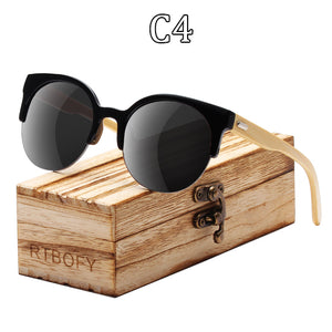Wood Sunglasses for Women & Men Bamboo Frame Glasses Handmade Wooden Eyeglasses Unisex Shades, with Free Bamboo Gift Case