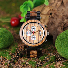 Auto Date Display Wood Watch Men Relogio Masculino Luxury Business Wrist Stop Watches with V-P17