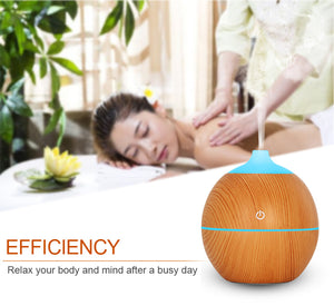KBAYBO 130ml Aroma essential oil diffuser USB ultrasonic wood Air Humidifier with Wood Grain 7Color Changing LED Lights for home
