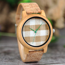 Cloth Dialplate Bamboo Wood Watch for Men Leather Strap Japan Quartz Wood Watches Women as Fashion Accessories