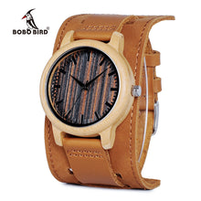 Wristwatch Bamboo Wood Watch - Genuine Leather Strap Wristwatch Relogio J-H08