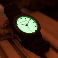 Luminous Dial Face Men Cool Wooden Watches with Zebra Ebony Wood Strap