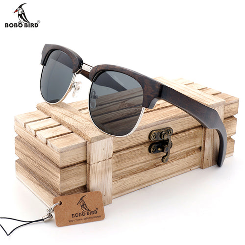 Half-Frame Cat Eye Wood Sunglasses for Women & Men in gifts Wood box