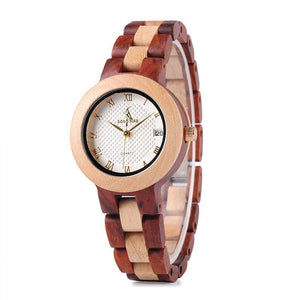 Two-tone Timepieces Wooden Watch for Women - Brand Design Quartz Lady Watches in Wood Box