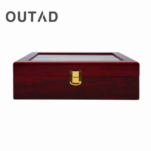 Luxury 10 Grids Solid Red Wooden Watch Box Jewelry Display Organizer Case Watches Storage Box Caja Reloj