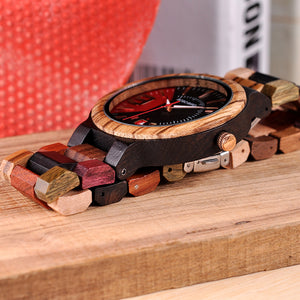 Colorful Luxury Wooden Watches Men Timepieces Fashion Wood Strap Date Display Quartz Watch Ideal Gifts Items W*Q13-1