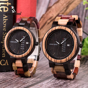Luxury Designer Auto Date Colors Wooden Watches for Men Handmade Quartz Wrist Wristwatches relogio masculino C-P14- 1