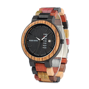 Luxury Designer Auto Date Colors Wooden Watches for Men Handmade Quartz Wrist Wristwatches relogio masculino C-P14- 1