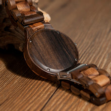 Men's Walnut and Ebony Wooden Watch with All Wood Strap Quartz Analog watch with Quality Miyota Movement clock gifts