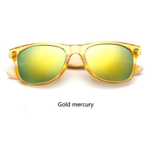 Bamboo Sunglasses for Women & Men - Mirrored Wooden Frame Sun Glasses Anti UV