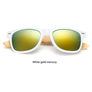 Bamboo Sunglasses for Women & Men - Mirrored Wooden Frame Sun Glasses Anti UV