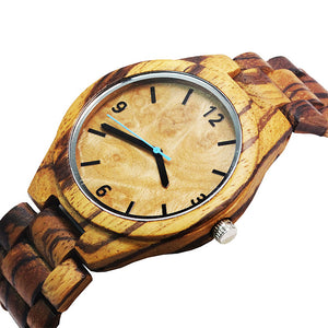 2018 Zebra Wood Watch for Men Classic Two-tone Wooden watches Men Watch With Ebony Wood  High Quality Quartz Watch