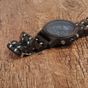Wooden Mens Watches Newest Luxury Wood Metal Strap Chronograph Date Quartz Watch Luxury Versatile Timepieces