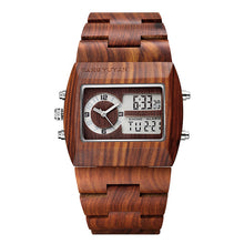Clock Mens Watches Brand Luxury Natural Sandalwood Wood Watches Men Digital Chronograph LED Dual Time Zone Clocks Masculino